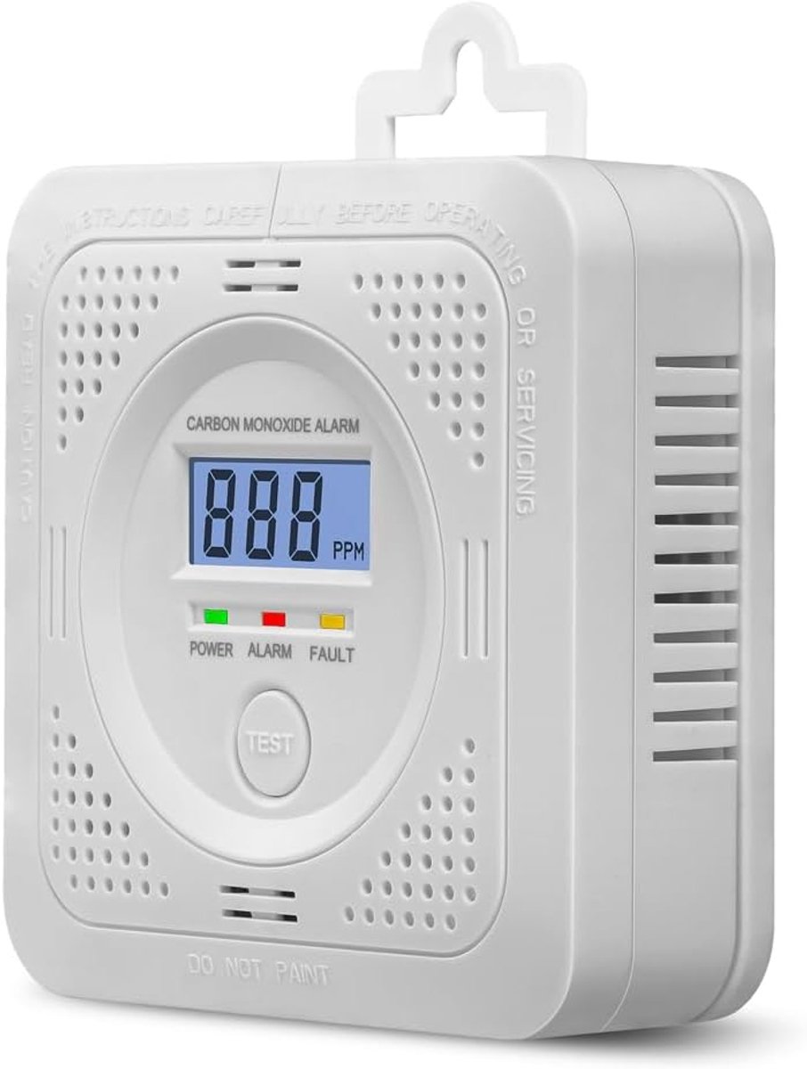Koolmonoxidemelder – CO-Alarm met Vervangbare Batterij en Helder Scherm – Geschikt voor Thuiskeukens, Caravans en Reizen – Enkele Eenheid