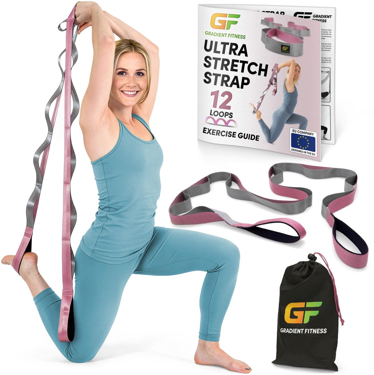 Fitness stretch riem - 12 lussen - neopreen handgrepen - ideaal voor training - ShopVlot