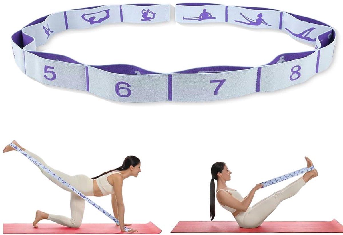 Yoga stretchband met 10 lussen - zeer elastische fitnessband - stretch riem - ideaal voor flexibiliteit - ShopVlot