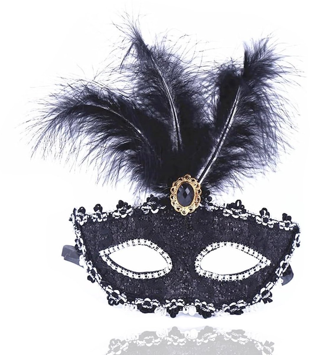 Venetiaans masker zwart - kanten design - elegant voor maskerade - ShopVlot