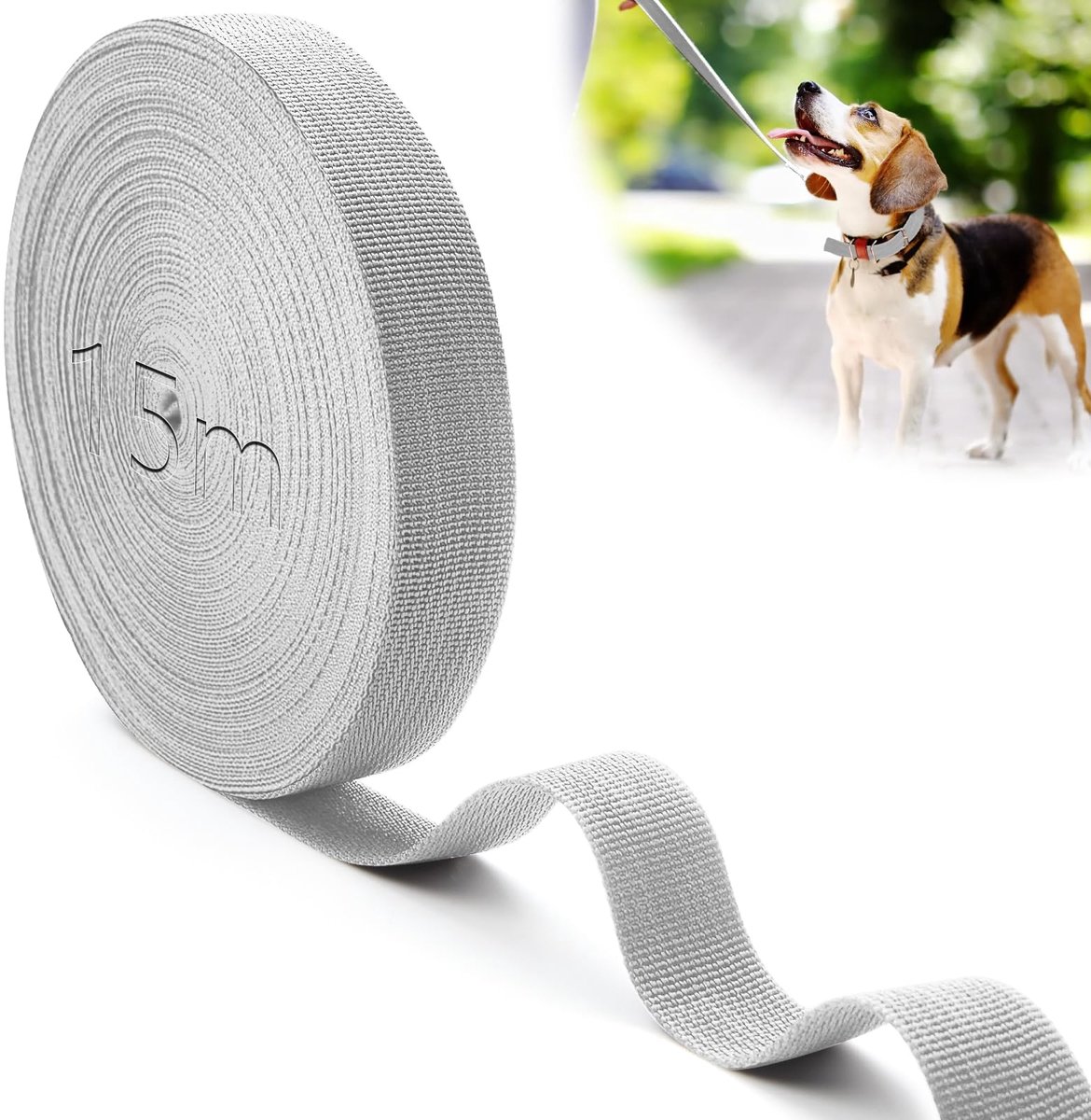 Polypropyleen riem 15M - 25 mm - lichtgrijs - waterbestendig - ideaal voor handtassen en hondenriemen - ShopVlot
