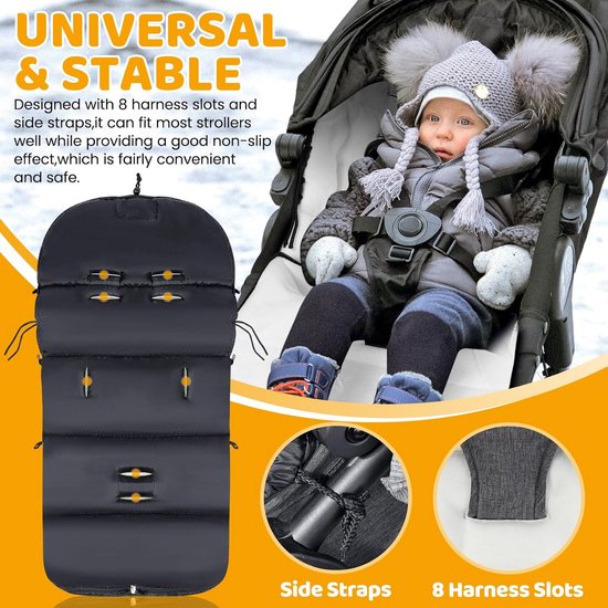 Universele Voetenzak - Kinderwagen Voeten - Warm Blijven - Waterdicht & Ademend - 95x50 cm - Zwart-Wit van Universele — afbeelding 3