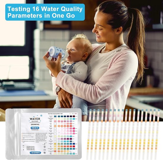 50 x 16 in 1 Teststrips voor Drinkwater, Waterhardheid, PH, Lood, IJzer en Koper meten, Ideaal voor Kraanwater en Aquariums — afbeelding 2