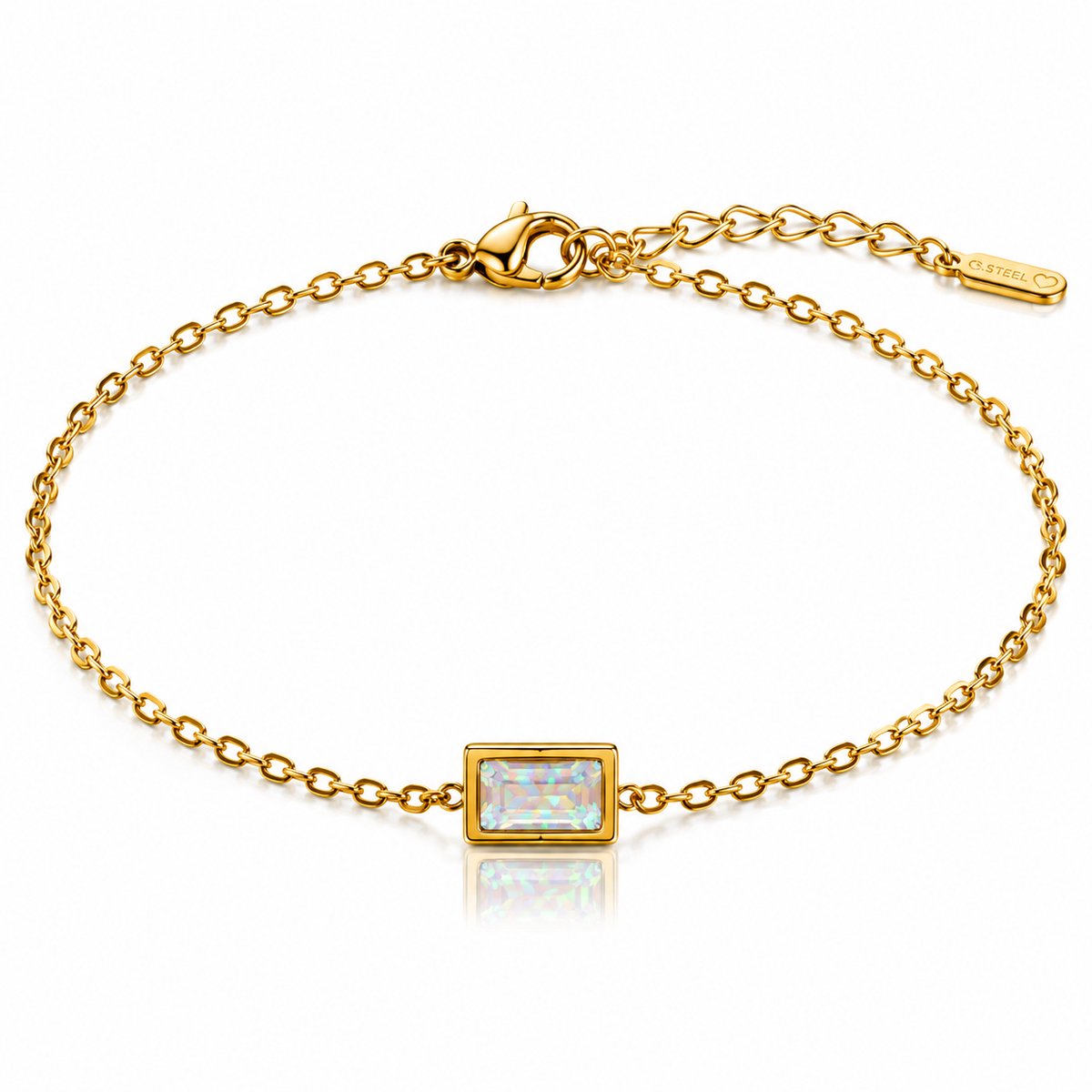 Maevi® Geboortesteen Armband - Maand: Oktober - Kleur: Goud - Hoge Kwaliteit - Armbandje - Geboorte Steen / Birth Stone Bracelet - Roestvrijstaal / RVS / Stainless Steel - Verkleurt Niet - Incl Luxe Verpakking - Cadeau - Geboortecadeau / Kraamcadeau