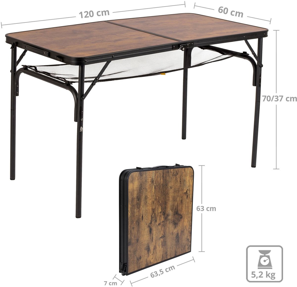 Bo-Camp Industrial - Tafel - Greene - 120x60 cm
