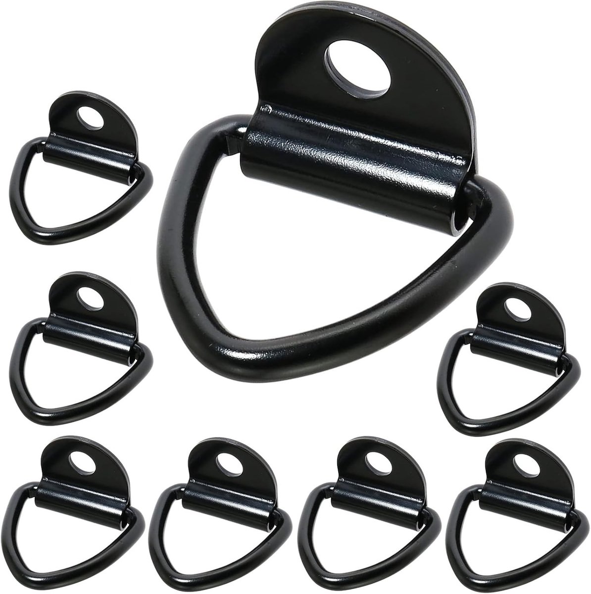 Set van 8 V-ringen met oogjes, zware carbonstalen ankerhaken voor kajakbevestiging, vracht en ladingbevestiging, geschikt voor aanhangwagens, vrachtwagens en boten