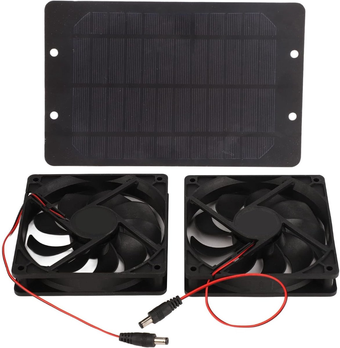 Zonne-energie Ventilator met Dubbele Bladen, 10W 12V 2A Draagbaar voor Buiten, Geschikt voor Kippenhok, Serre en Camper