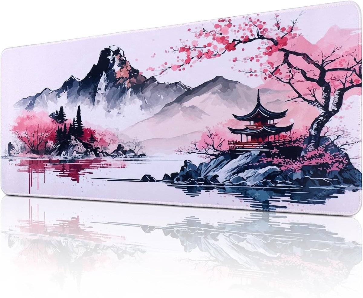 Grote Gaming Mouse Pad 800 x 300 mm - Waterdichte Desk Pad met Antislip Rubber Basis voor PC en Laptop (Roze)