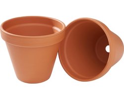 Bloempot Terracotta - Plantenpotten Overpotten - Planten Verpotten - Met Afvoer Gat - Binnen Diameter 16cm - Natuurlijk