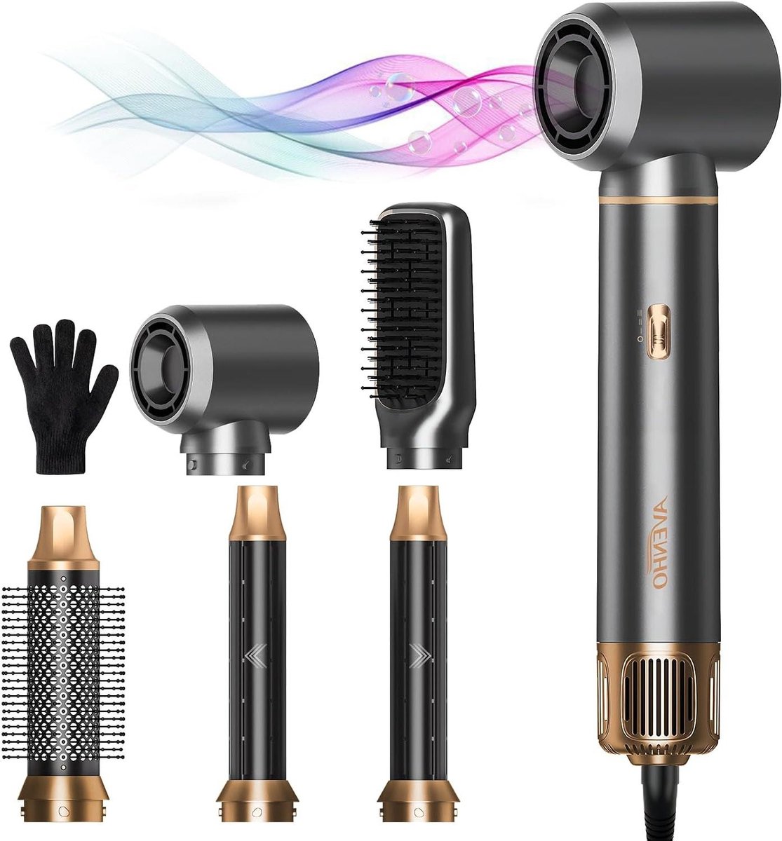 5-in-1 Föhnborstel - Multistyler Heteluchtborstel - Haar Stylen - Automatische Krulers - 800W - Roze