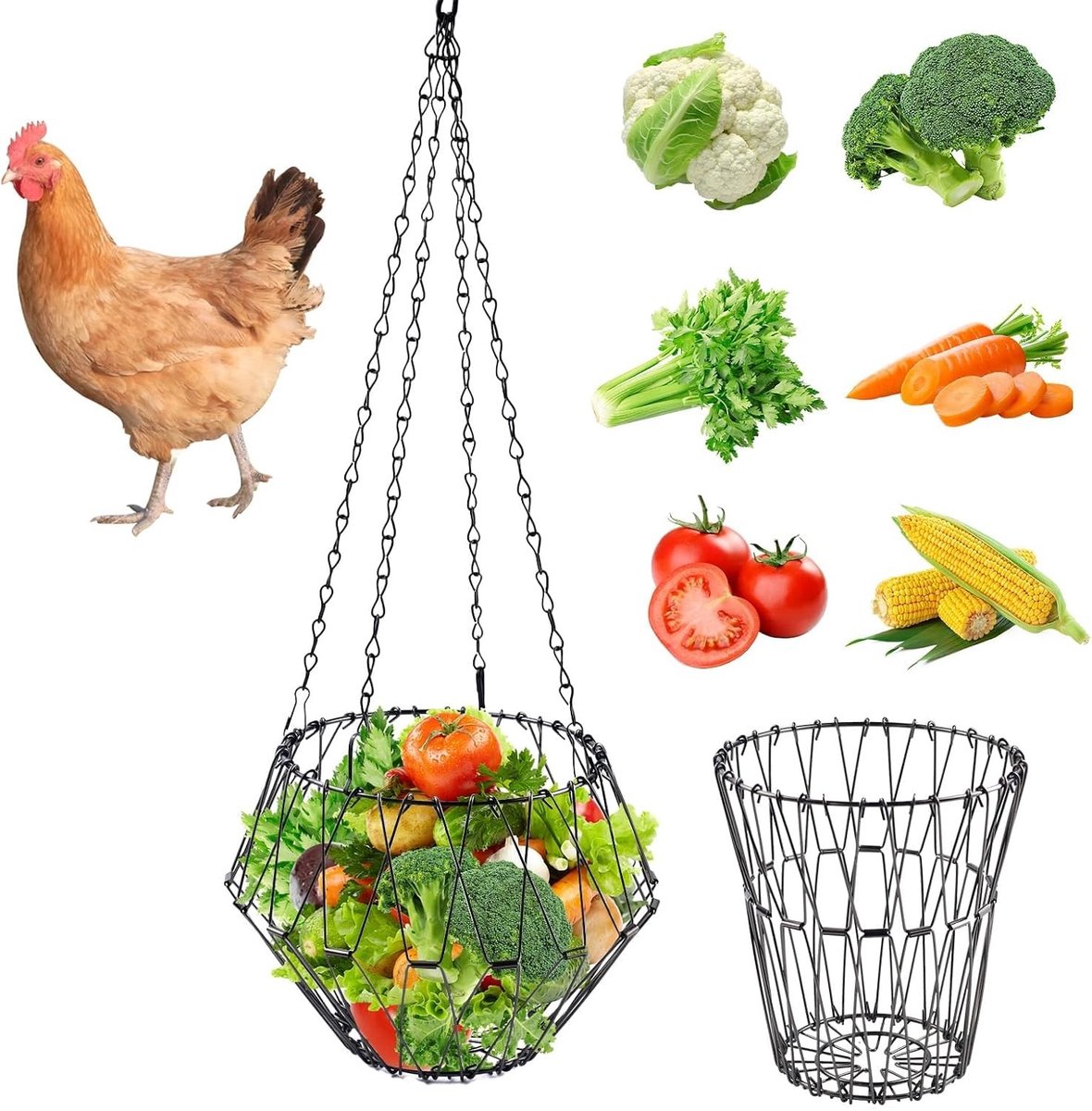 Hanging Voederbak voor Kippen, Vouwbaar en Geschikt voor Pluimvee, Ideaal voor Kippenaccessoires en Voeding