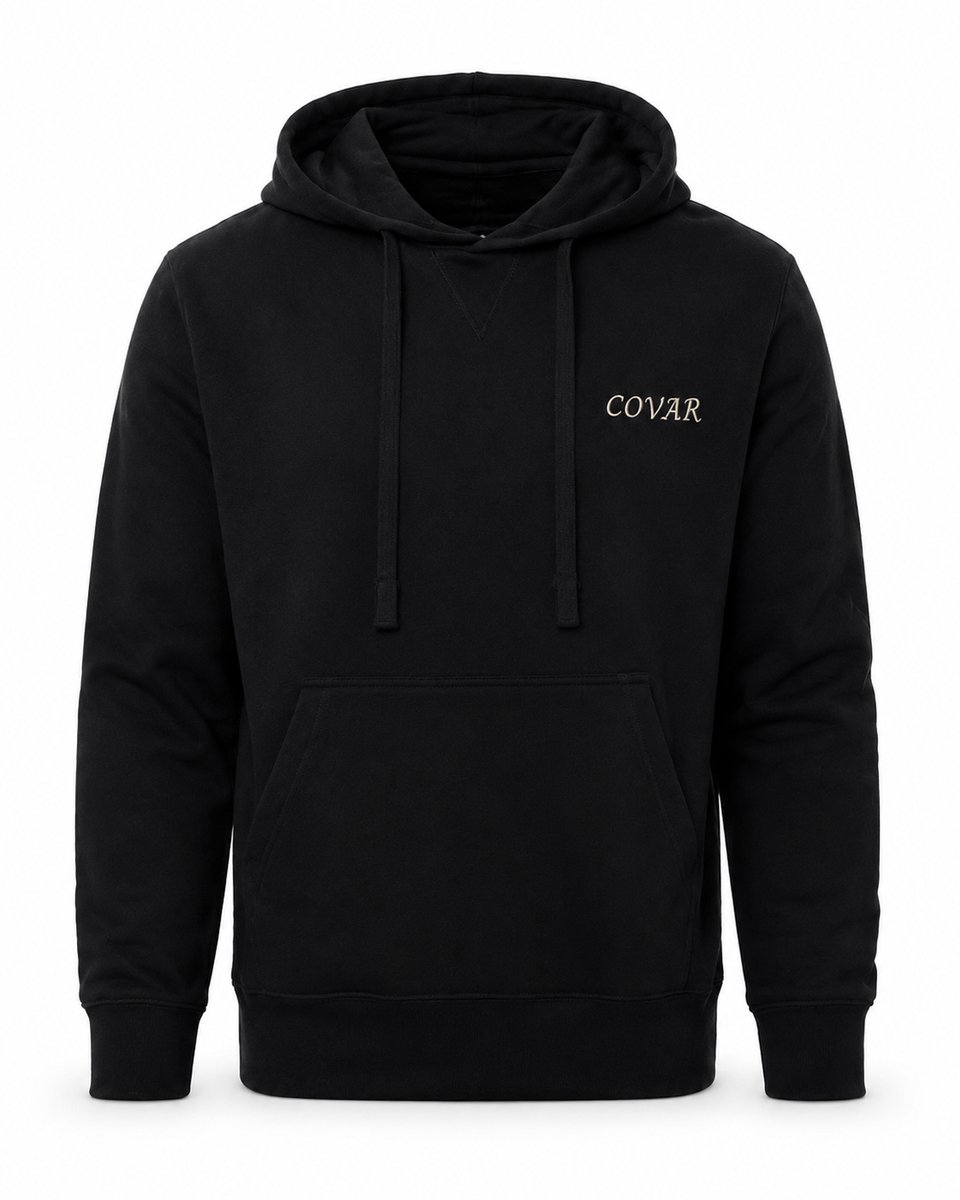 Zwarte Heren Hoodie - Trui met Capuchon - Katoen - COVAR Print - Regular Fit - 5XL