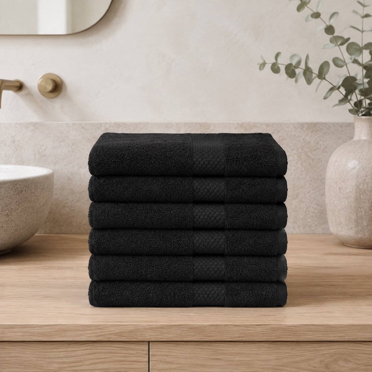 The Linen Room Gastendoekjes – 30 x 30 cm – Set van 6 – 100% Katoen – 600 GSM Dubbelgetwijnd 20/2 Garen – OEKO-TEX® – Zacht & Absorberend – Antraciet