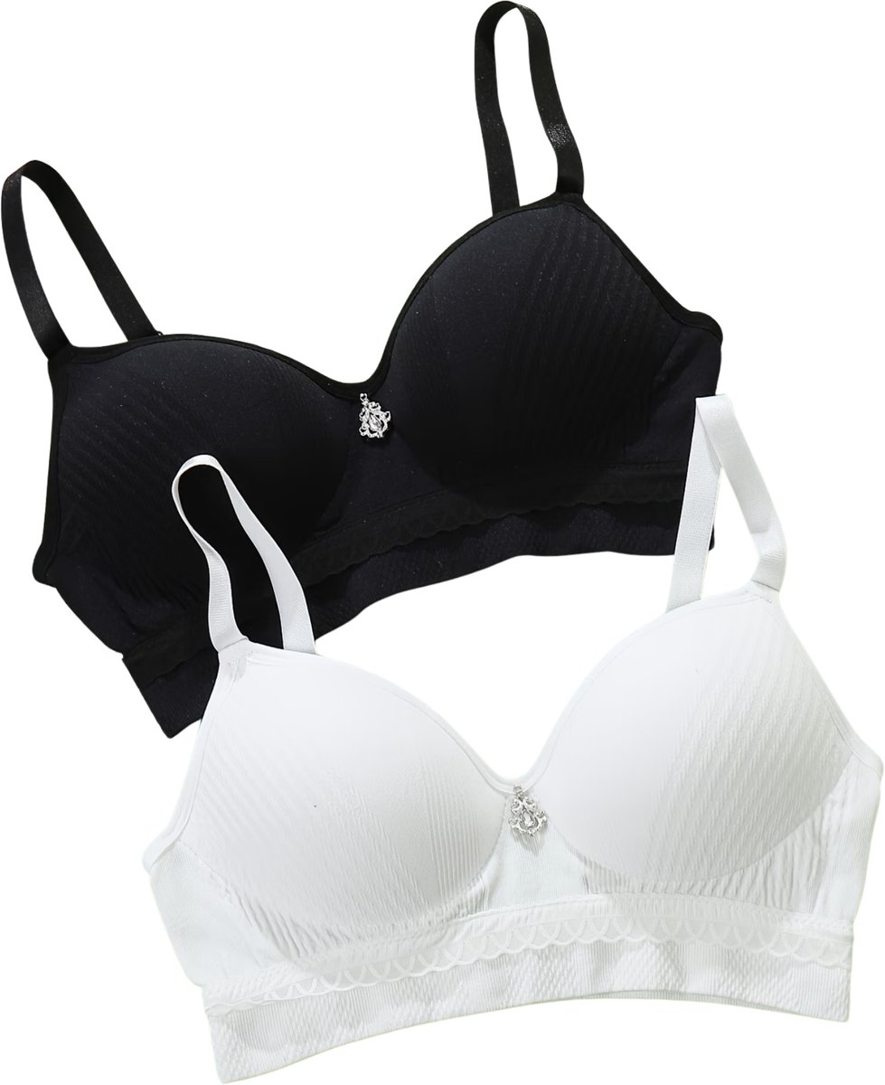 Currero BH Zonder Beugel - Strapless - Zonder Bandjes - Met Voorsluiting - Push-up Bh's - Comfort Beha - Comfortabel - Grote Sluiting - Zwart + Wit