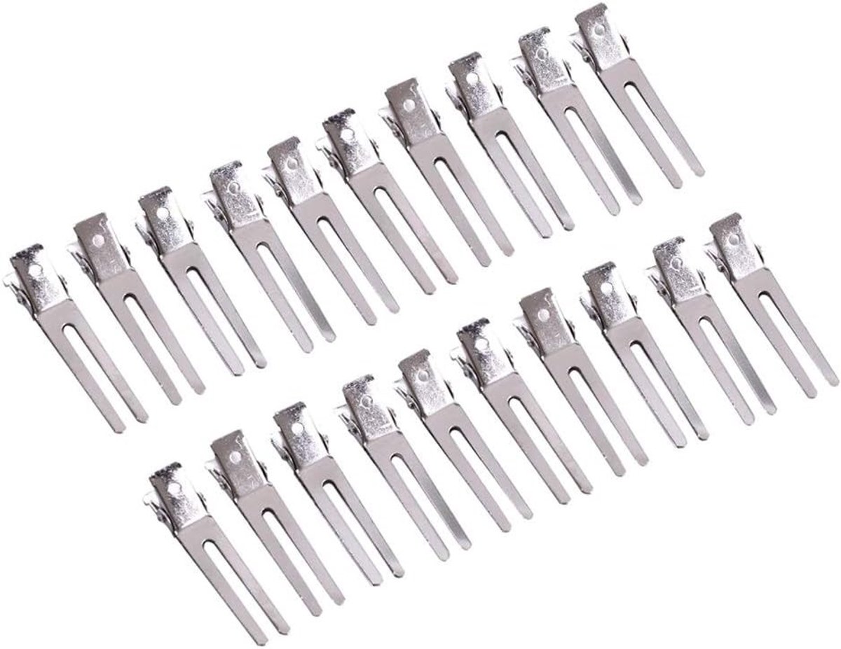 50 Stuks Dubbele Prong Krulclips van 1,77 Inch - Zilveren Metalen Alligator Haarspelden voor Haarverlengingen en Styling
