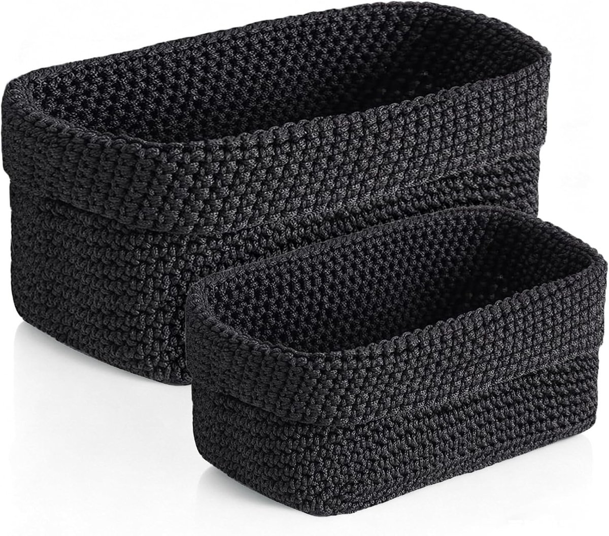 Stijlvolle zwarte opbergmanden voor speelgoed, kleding en accessoires - Set van 2