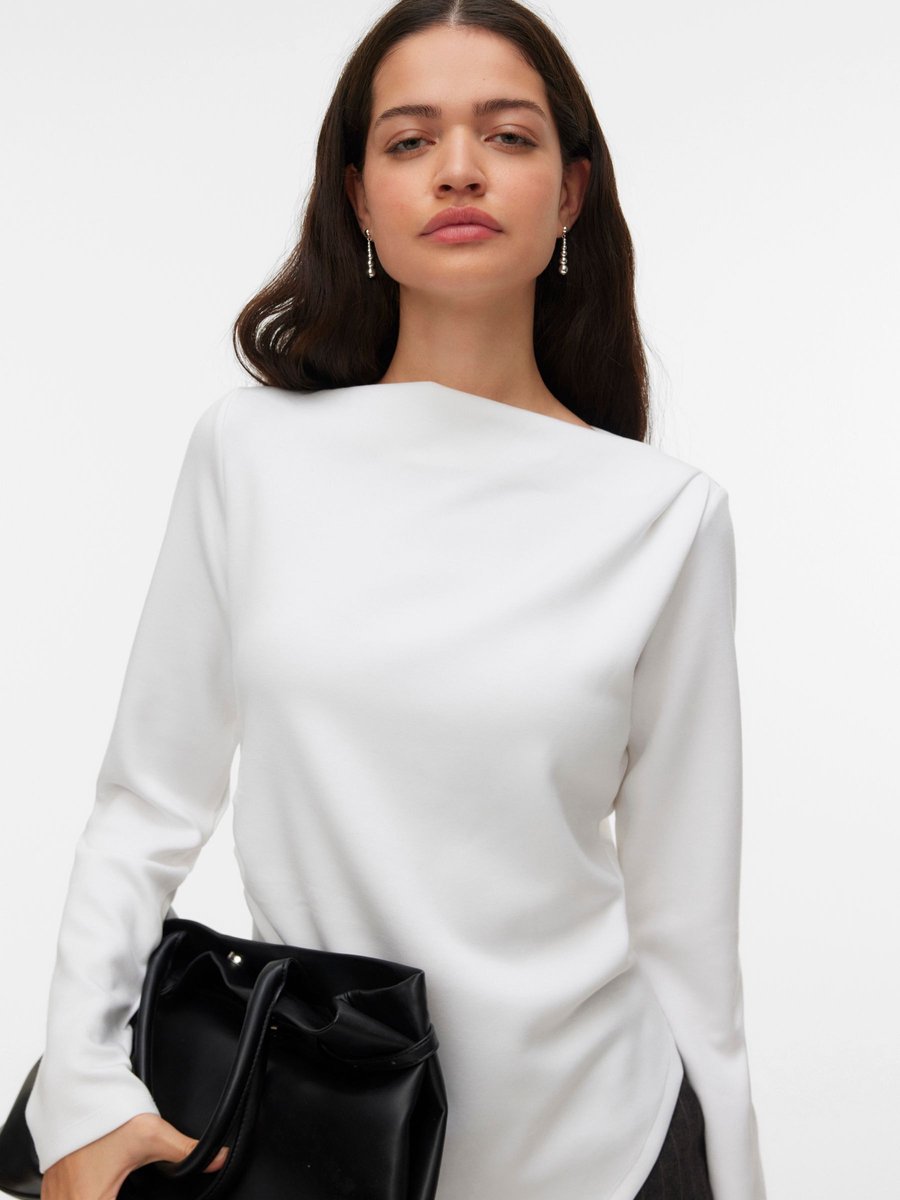 VERO MODA - VMMILLE LS BOATNECK SHORT TOP JRS NOOS - Dames - Blouses