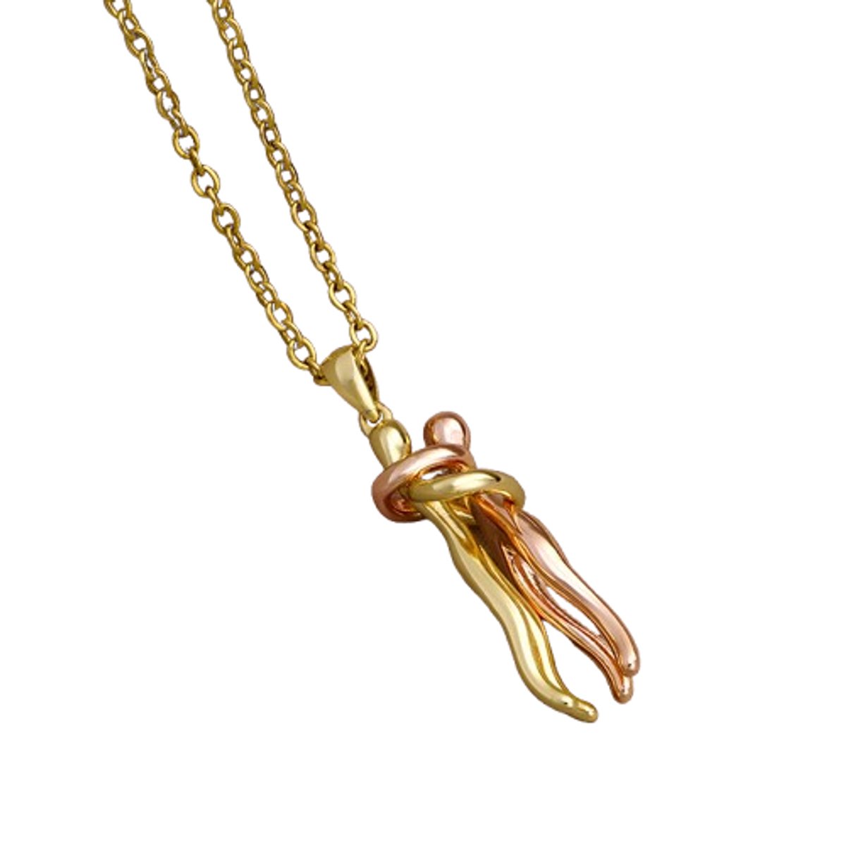 Plux Fashion Knuffel Ketting - Goud/ Rose - 2mm/50cm - Sieraden - Valentijns Ketting - Ketting Goud - Sieraden Cadeau - Gouden Ketting Dames - Ketting Met Hanger - Roestvrijstaal Ketting - Valentijn Sieraad - Gouden Ketting - Valentijn