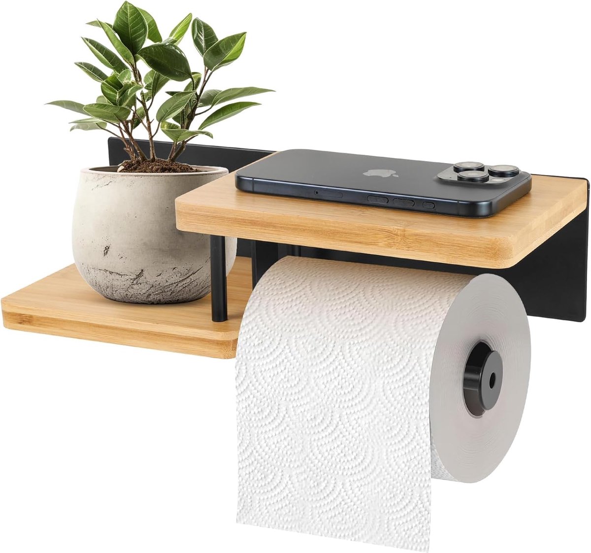 Diealles Shine Toilet paper holder made of steel and bamboo - ShopVlot