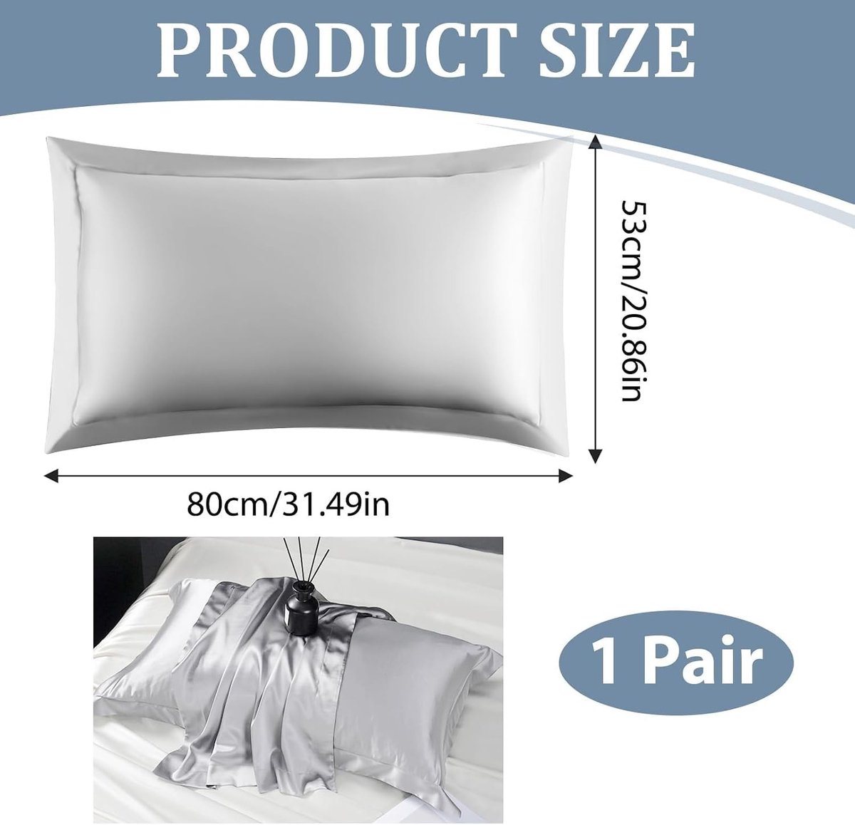 Kussensloop - Zilver - 50 x 80 cm - Satijnen Kussensloop voor Luxe Slaapervaring