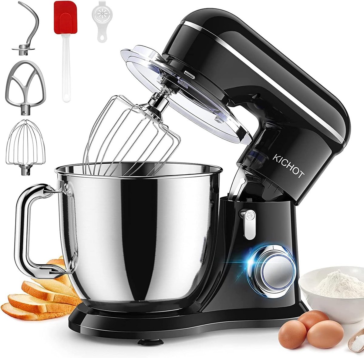 Keukenmixer - Zwart - 4,5L - Elektrische Deegmixer met Tilt-Head en 10 Snelheden - Voor Bakken en Koken