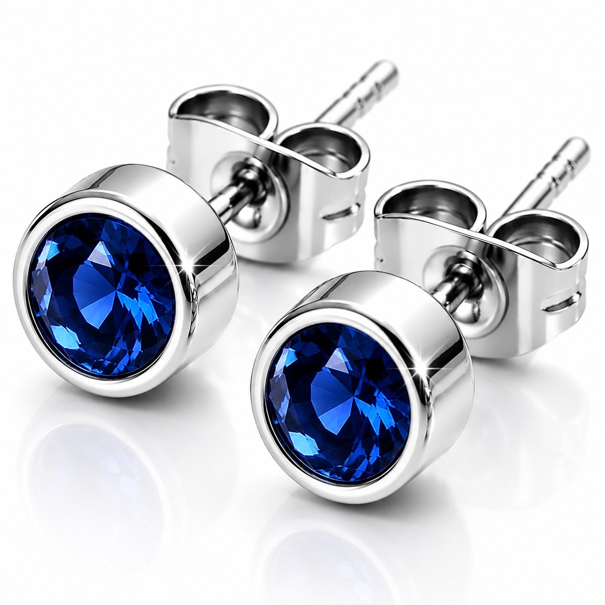 Maevi® Geboortesteen Oorbellen - Maand: September - Kleur: Zilver - Hoge Kwaliteit - Oorknopjes / Oorbel - Geboorte Steen / Birth Stone Earrings - Roestvrijstaal / RVS / Stainless Steel - Verkleurt Niet - Incl. Luxe Verpakking