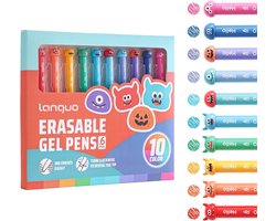 Languo uitwisbare gelpennen 10 stuks - 10 kleuren - 0,6 mm - Monster design - Erasable gel pens
