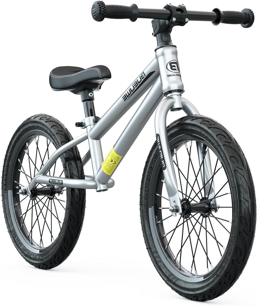 Loopfiets 16 inch Kinderfiets Balansfiets Buiten Spelen Lichtgewicht Stalen Frame 115-135 cm Lengte Zilver