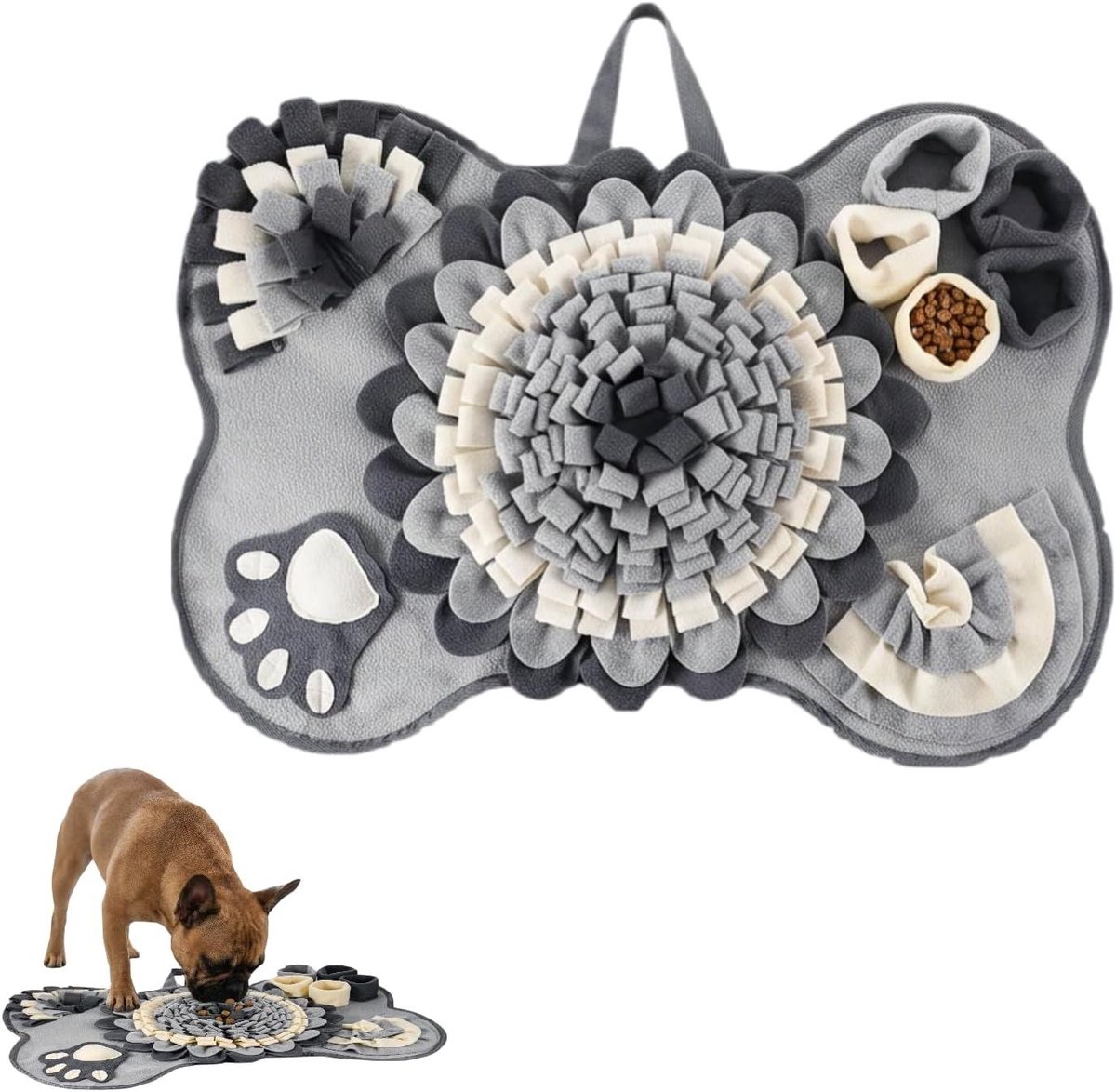 Honden Snuiftapijt - Voer Speelgoed - Mentale Stimulatie - Langzamer Eten - 64 x 43 cm - Grijs