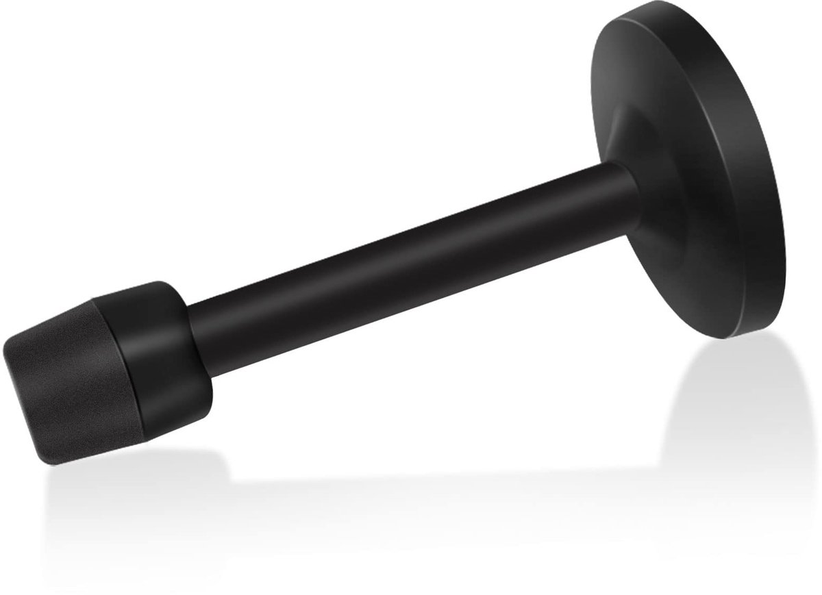 Deurstopper 5 inch - zwarte lange deurstop - wandmontage - muurbeschermer voor binnen en buiten - ShopVlot