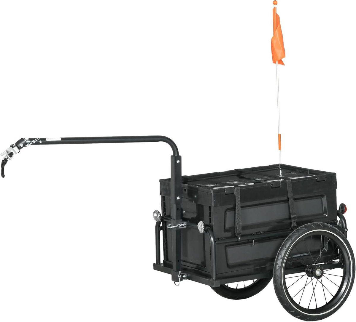 Fietskar - Transportaanhanger - Boodschappen vervoeren - Afneembare opbergdoos - 65 liter capaciteit - Zwart