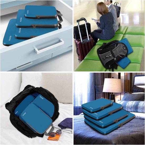 Verpakkingskubussen - Bagage organizers - Reis bagage organiseren - Comprimeerbaar ontwerp - 3/4/6 delig - Blauw — afbeelding 3