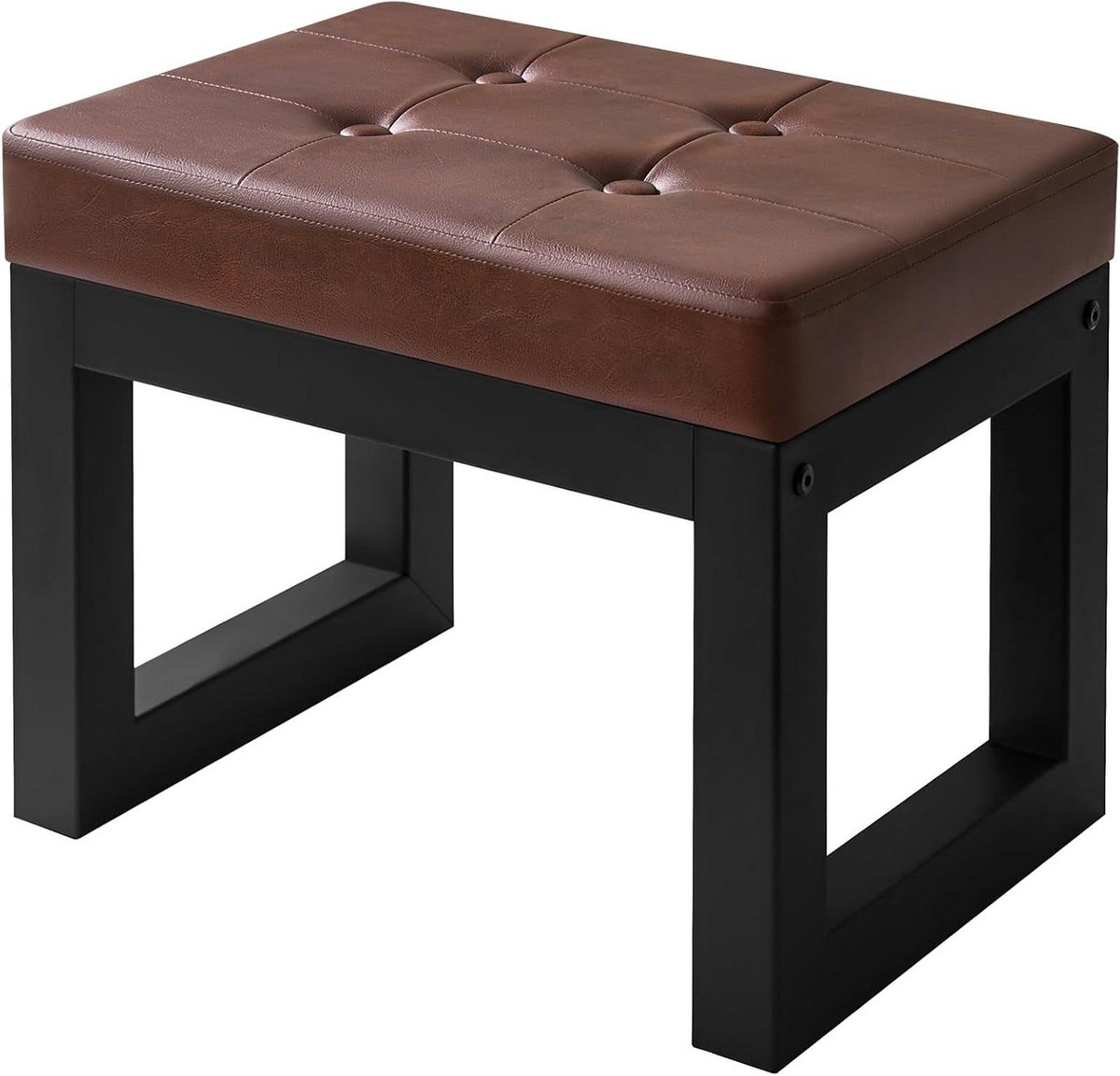 Voetenbankje Kruk - Poef Zetel - Ontspannen Zitten - Gevoerde Zitting - 40x30x30 cm - Donkerbruin