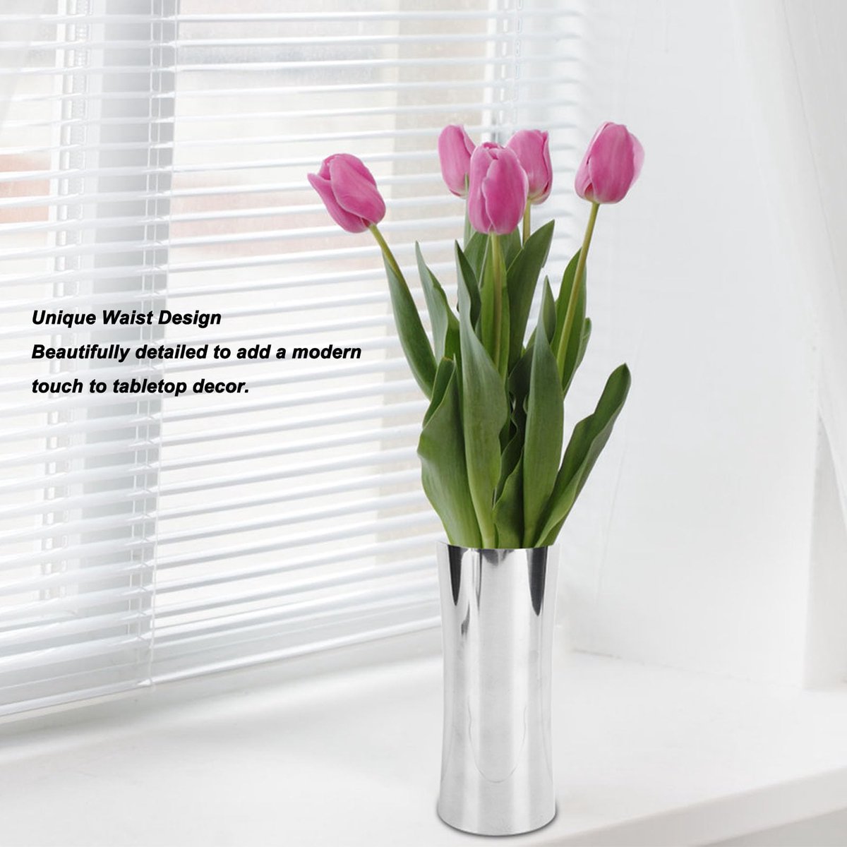 Vaas roestvrijstaal - elegante zilveren vaas - metalen centerpiece - perfect voor tafeldecoratie - ShopVlot