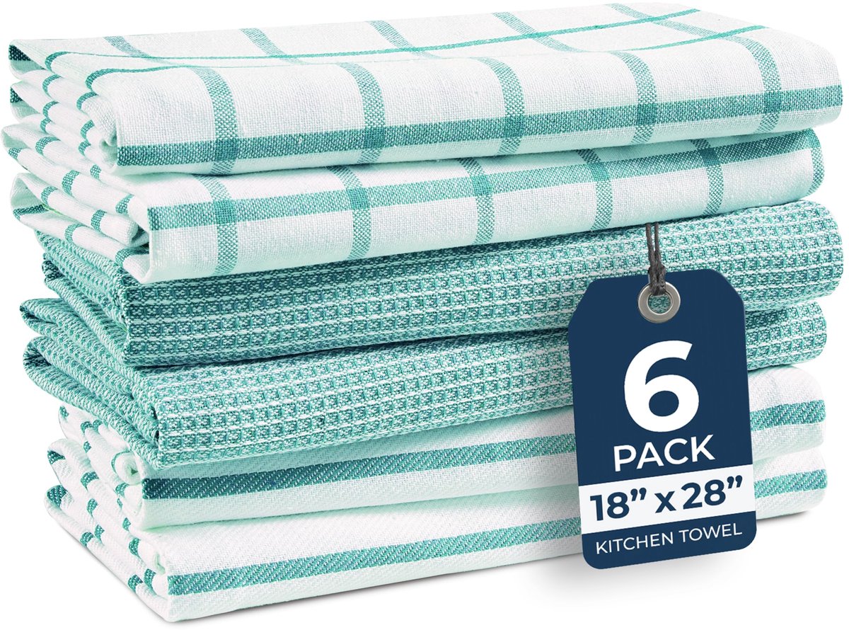 Keukenhanddoeken set 6 stuks - katoenen theedoeken - absorberend - ideaal voor het drogen van serviesgoed - ShopVlot
