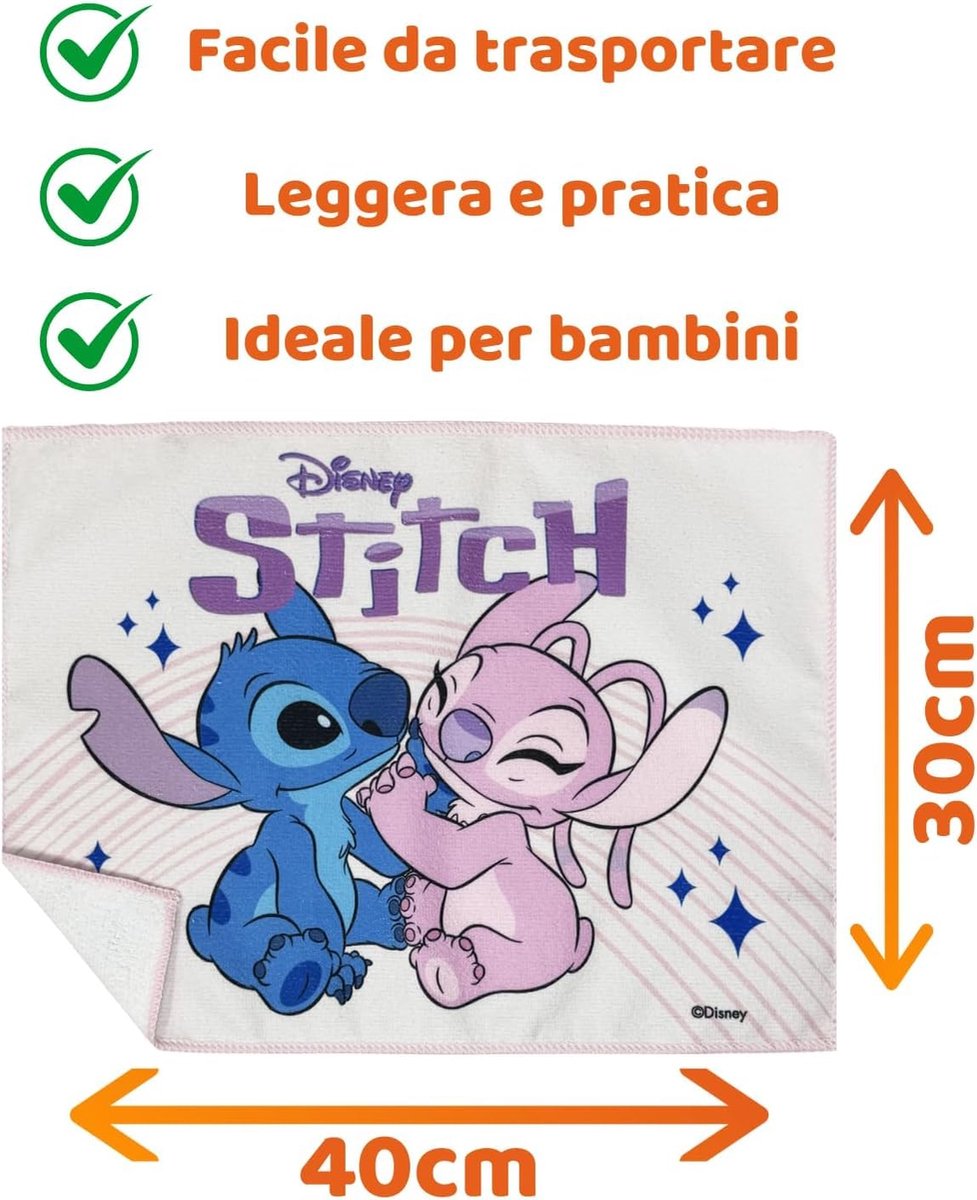 Stoffen placemat 40 x 30 cm - Stitch en Angel - opvouwbaar - ideaal voor lunch - ShopVlot
