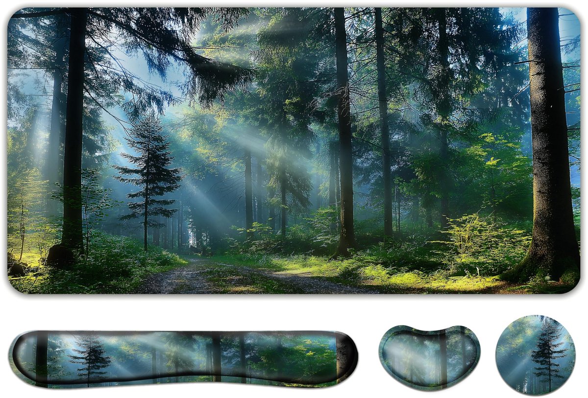 Bureauonderlegger 4-in-1 - Forest Sunbeam thema - Ergonomisch ontwerp - Perfect voor thuiskantoor - ShopVlot