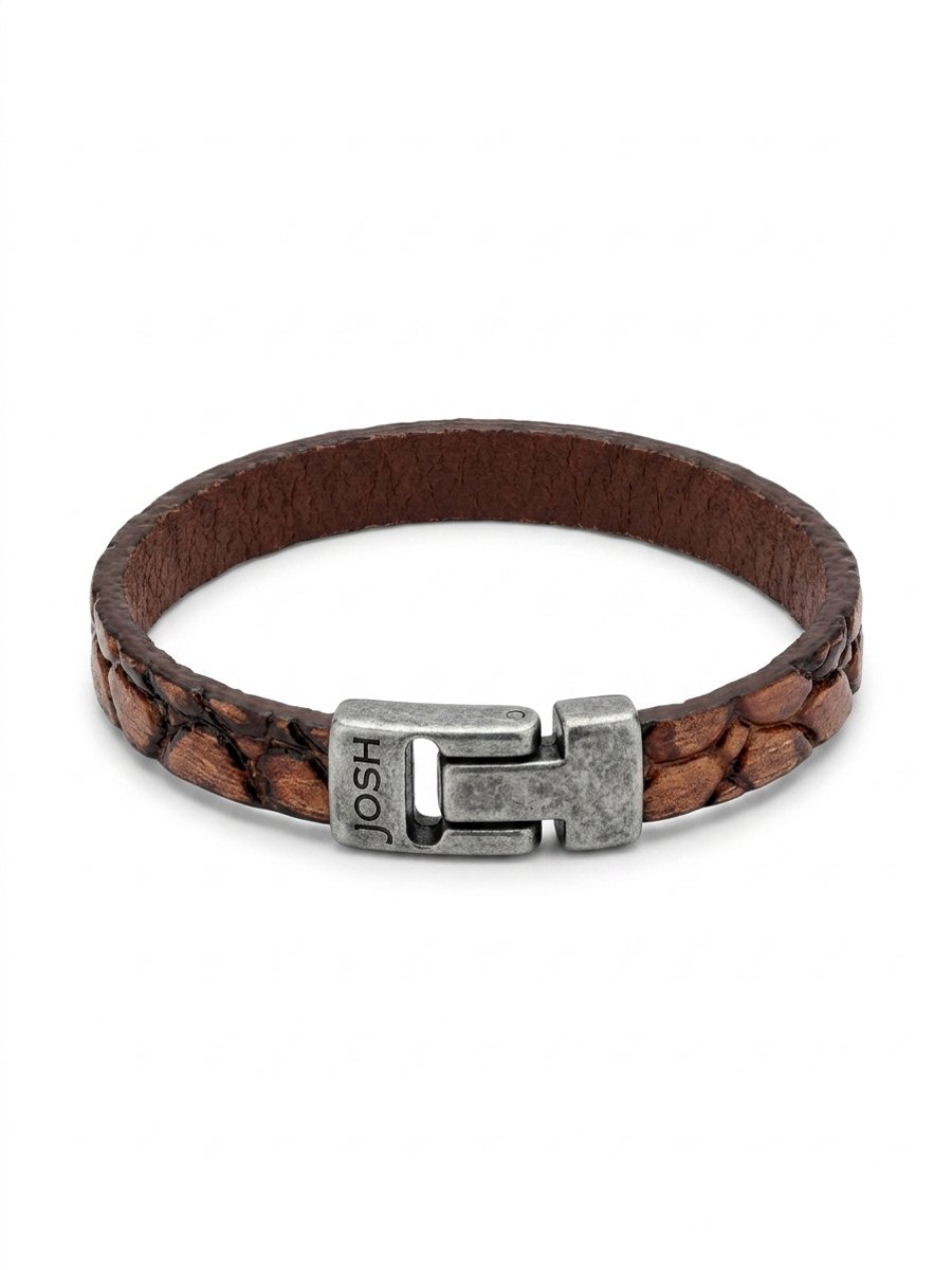 Josh armband Heren 24959-BRA -VB - Cognac/L-1 Krokodillenprint - 20 cm