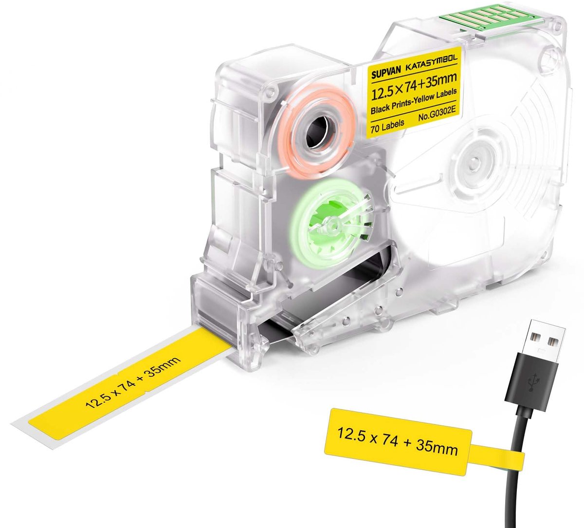 Kabel Etiketten 12.5 mm × (74 mm+35 mm) - Zwart op Geel - Duidelijke identificatie - Voor georganiseerde kabels - ShopVlot