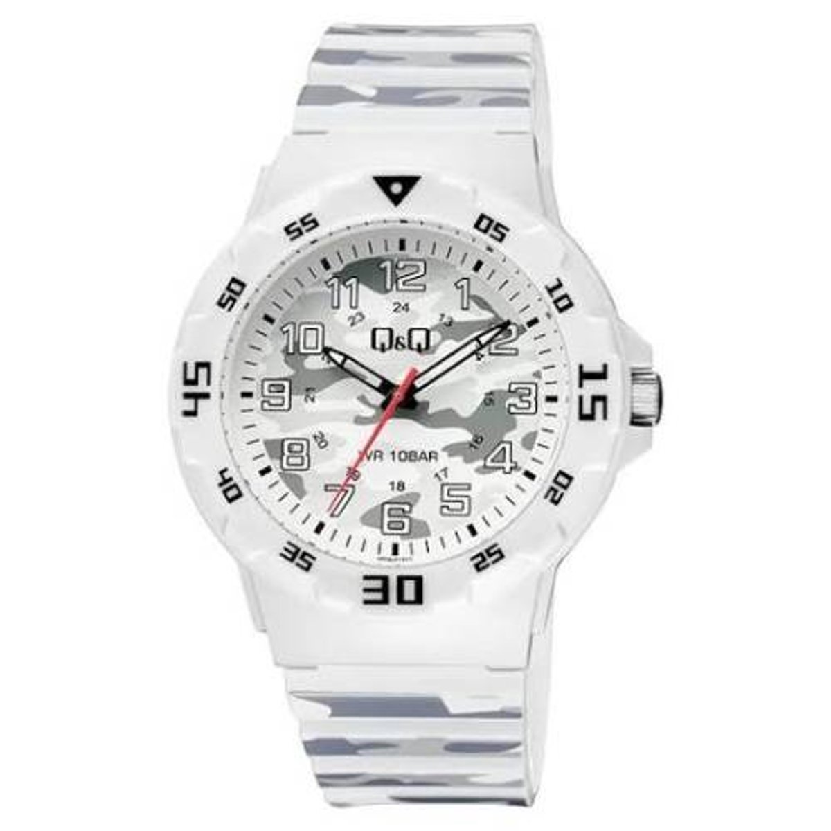Q&Q-herenhorloge-camouflage print-100 meter waterdicht-diameter 43 mm-kunstof