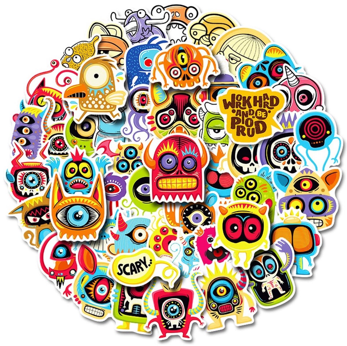 50 Monster Stickers – Grappige Monsters voor Kinderen