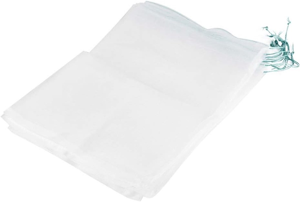 Herbruikbare gaaszakken voor fruitbescherming - Nylon netzakken met trekkoord voor het beschermen van planten en vruchten (30x20 cm)