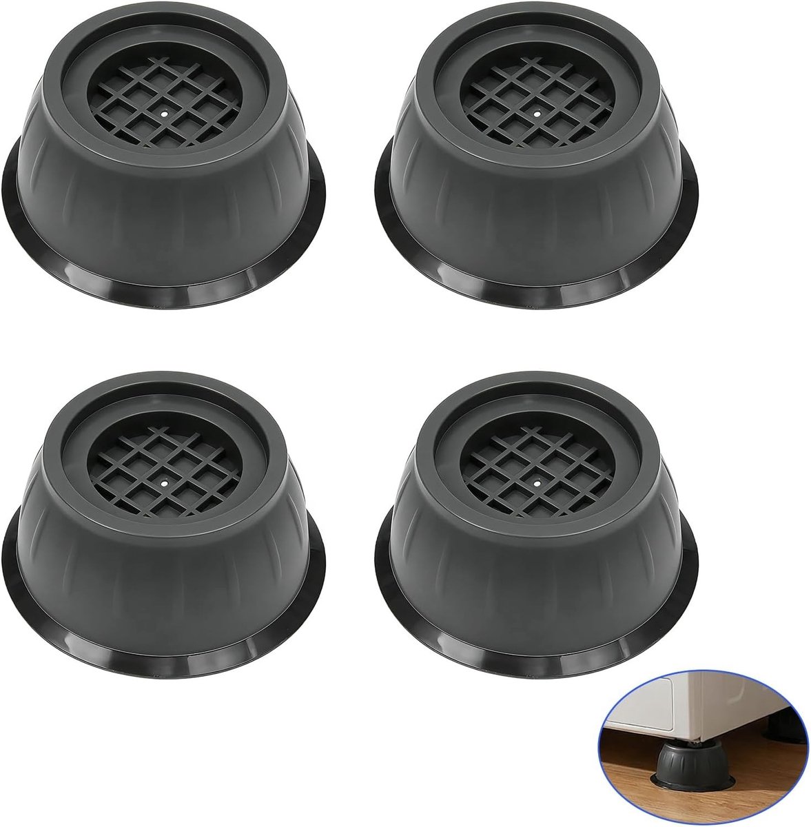 Anti-vibratievoeten voor wasmachines en drogers - 4 stuks trillingsdempers voor geluidsreductie en vloerbescherming met antislip onderlegger