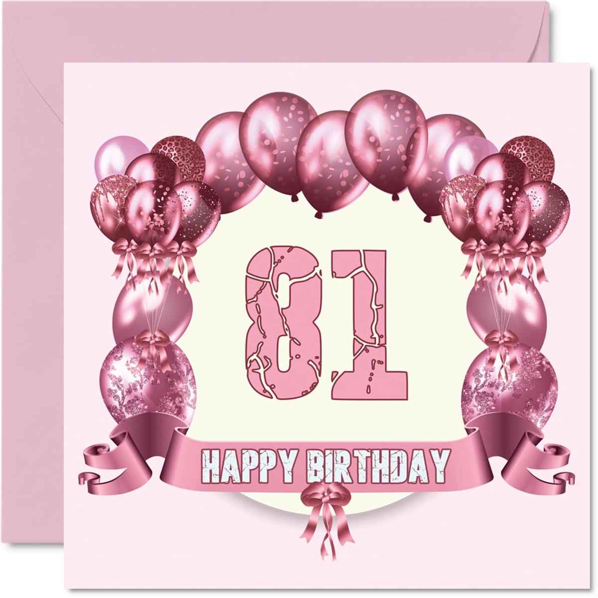 Verjaardagskaarten 81e verjaardag - 145 mm x 145 mm - Voor vrouwen - Gelukkige verjaardagskaart - ShopVlot