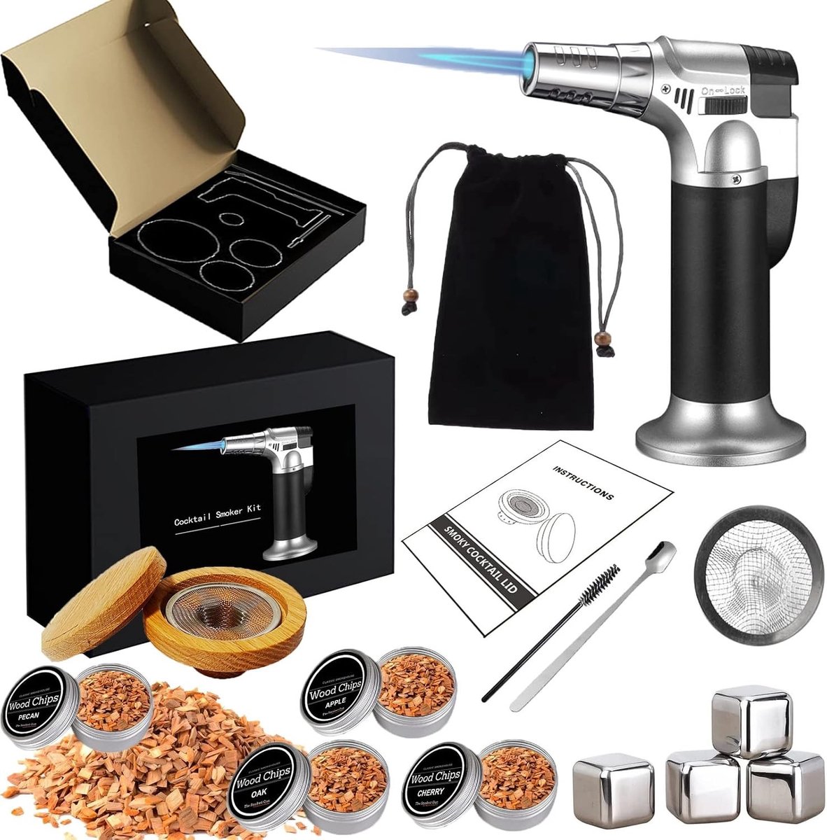 Cocktail Smoker Set voor Whisky, Bourbon en Beverages - Antieke Rookset voor Steak, Vis en Kaas, Perfect Cadeau voor Vaderdag