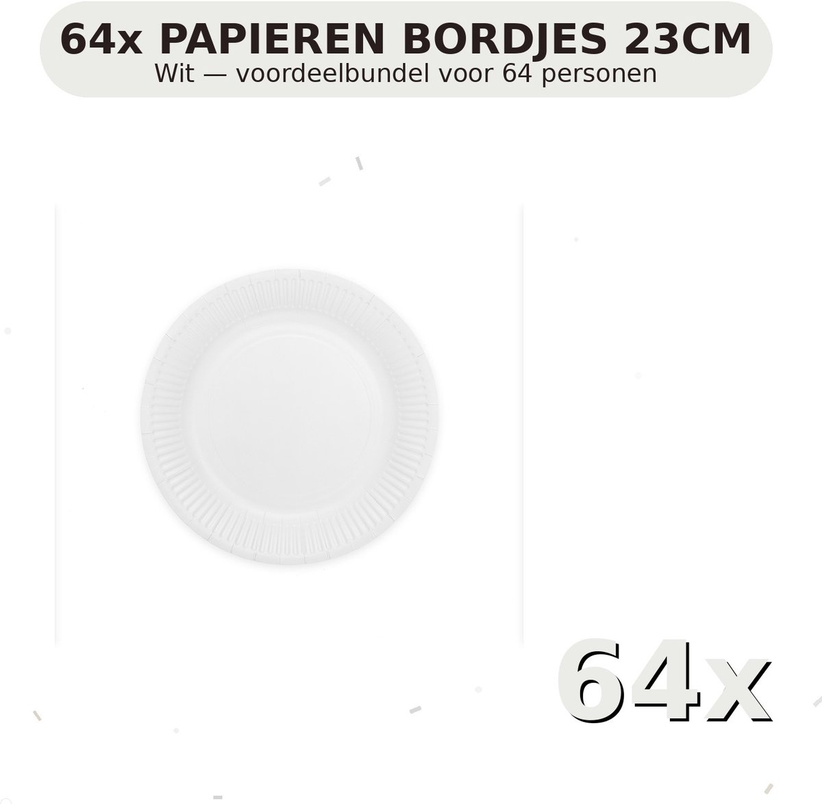 Bordjes 23cm FSC Wit - Voordeelverpakking 64 Stuks voor tot 64 Personen - Feestartikelen