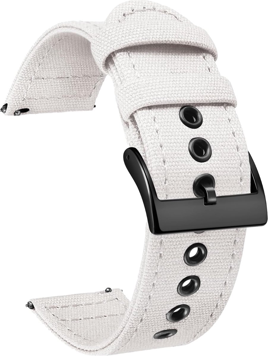Horlogeband Quick Release 18mm 20mm 22mm 24mm - Canvas - Met zilver/zwart gesp - Eenvoudig te verwisselen - ShopVlot