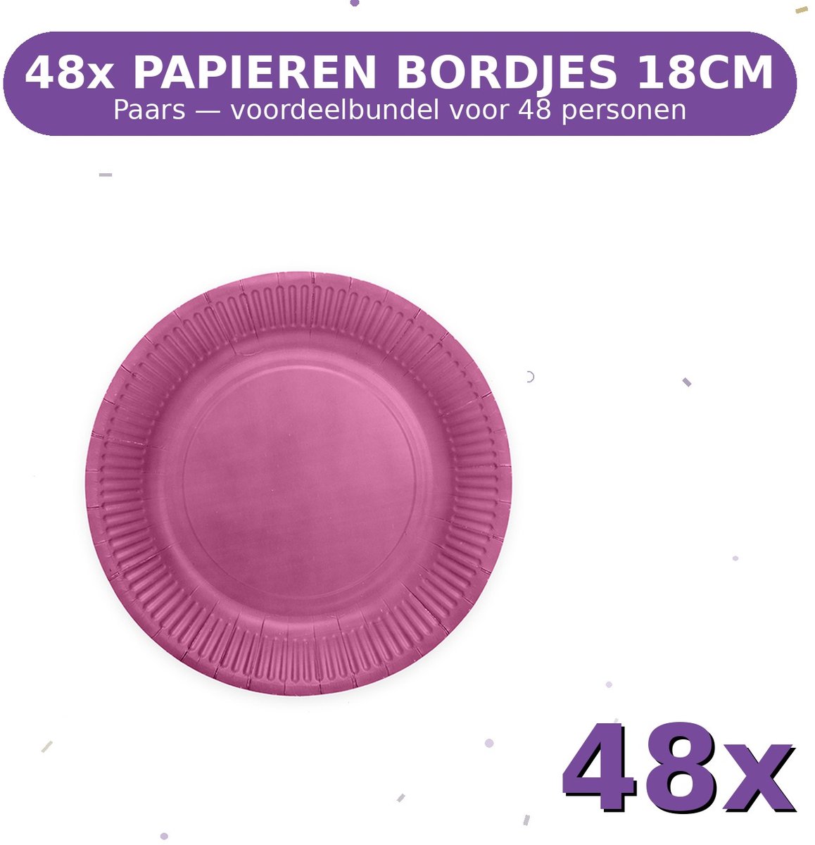 Bordjes 18cm FSC Paars - Voordeelverpakking 48 Stuks voor tot 48 Personen - Feestartikelen