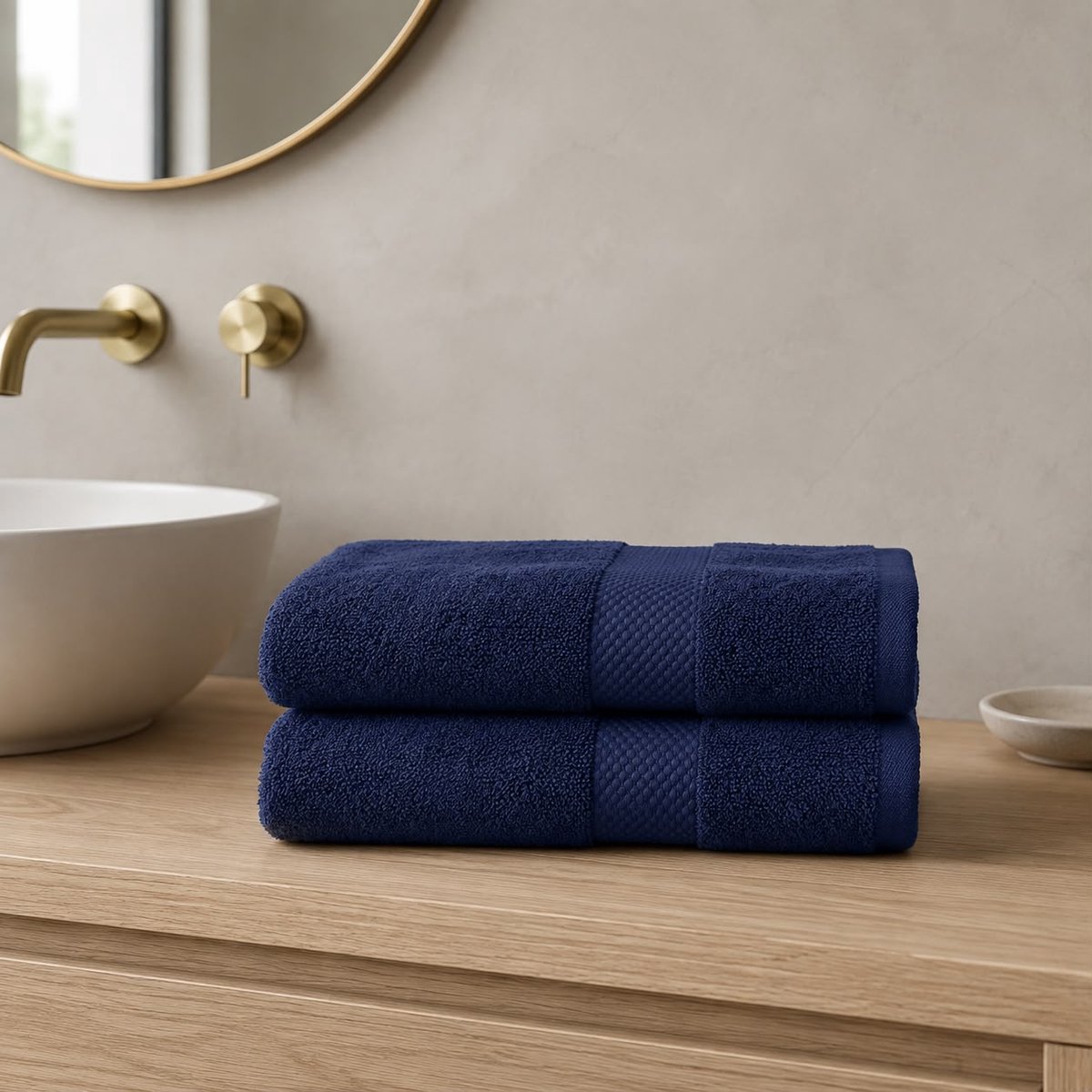 The Linen Room Handdoeken – 50 x 100 cm – Set van 2 stuks – 100% Katoen – 650 GSM Dubbel Getwijnd Garen – Extra Zacht & Hoog Absorberend – Hotel Kwaliteit – Donkerblauw