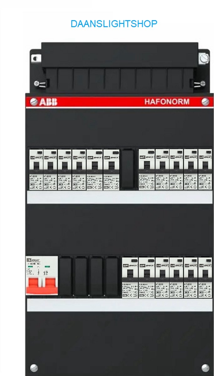 ABB 1 fase groepenkast – 17 groepen – EMAT aardlekautomaten 30mA – Emat hoofdschakelaar - Lichtgroepenkast 17 groepen.